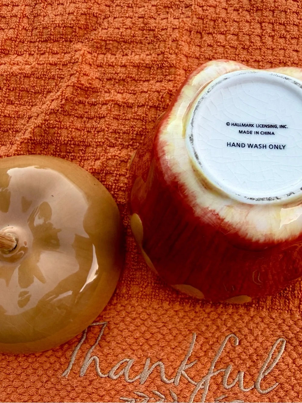 Hallmark Caramel Apple Ceramic Jar - Brown and Orange